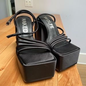 Black Jada Naked Wolfe Platform Sandals heels